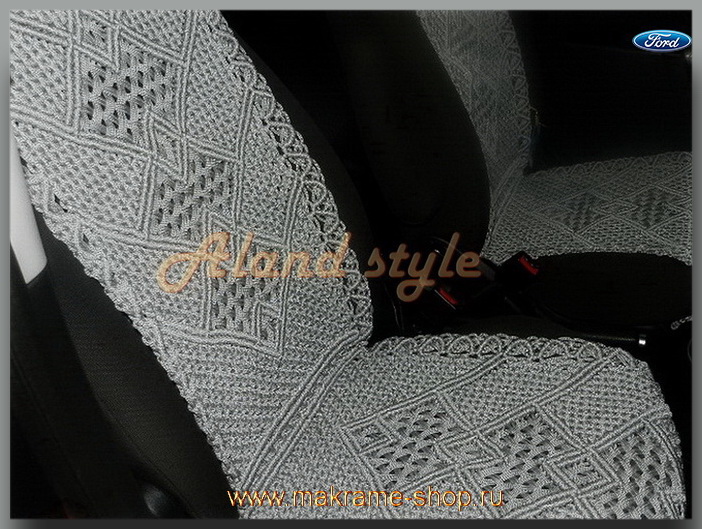 Заказать плетеные накидки серого цвета на кожаные сиденья автомобиля