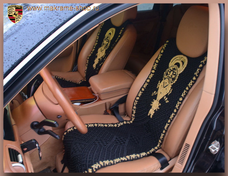 Черные накидки на кожаные сиденья Porsche Cayenne